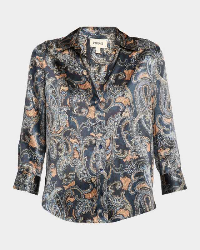 Multi-Etched Paisley Dani Silk Blouse